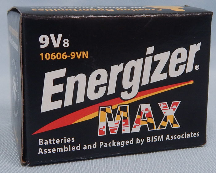 9 volt batteries - Energizer Max packaged by BISM